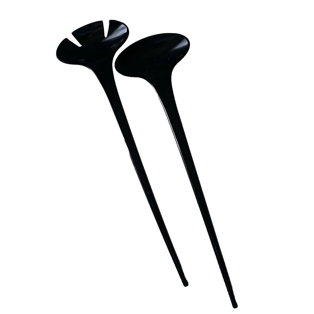 Ikea Vintage Salad Tongs Fork & Spoon Utensils Set Black Plastic 12.5